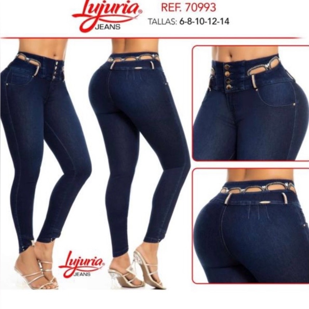 Women's Navy High Rise JeansCOLOMBIANO